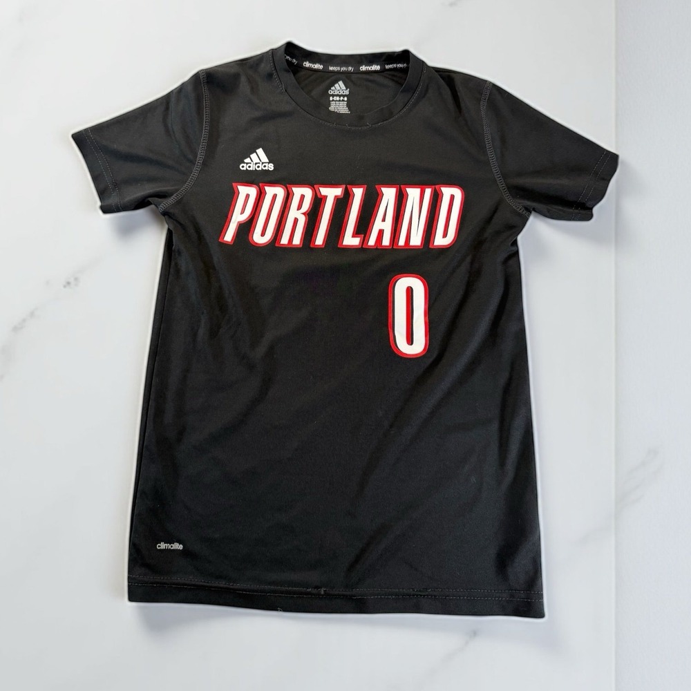 Adidas Portland Trail Blazers Damian Lillard 0 Jersey Shirt Kids Small 8 Black
